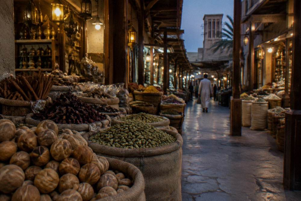 A market lane in the Old Dubai souk area