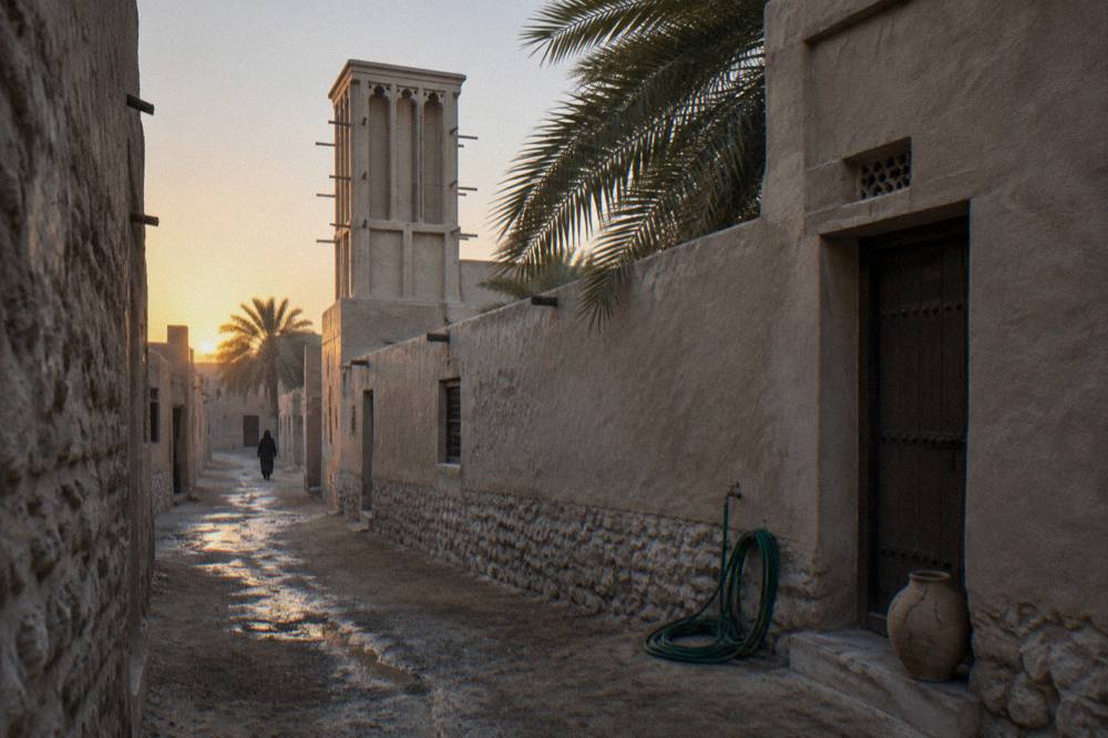 Traditional wind-tower houses and narrow lanes in Al Fahidi Historical Neighbourhood
