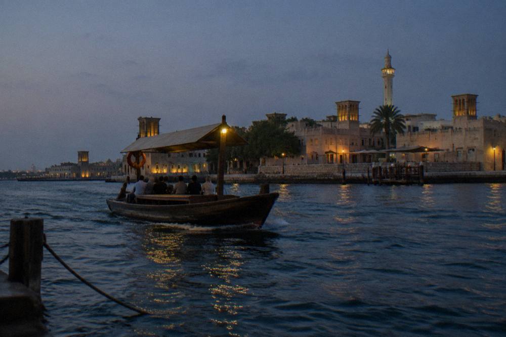 An abra boat crossing Dubai Creek