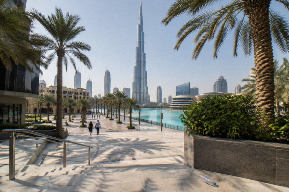 Waterfront promenade along the Dubai Marina at daytime