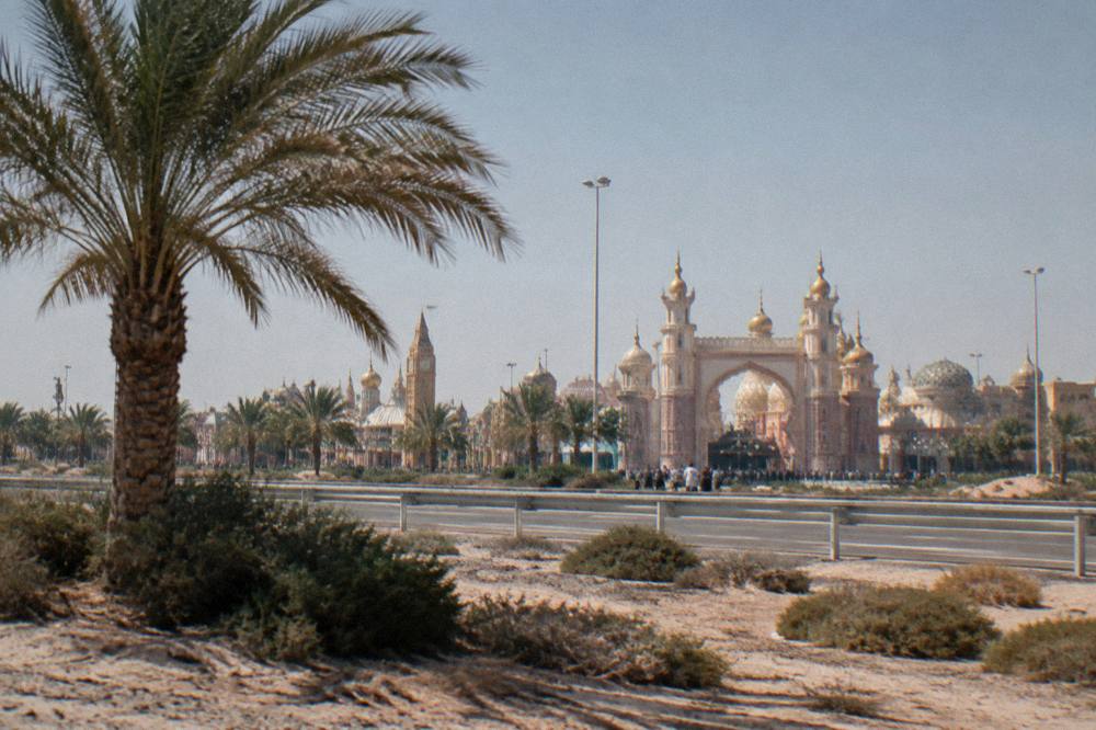 Open-air walkway and public plaza in a Dubai design district in daytime